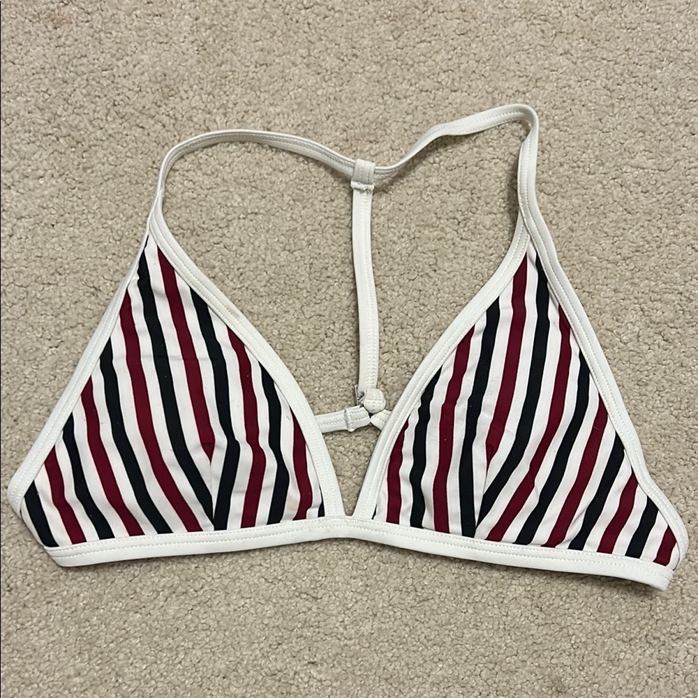 Red White & Blue Striped Triangle Bikini Top
